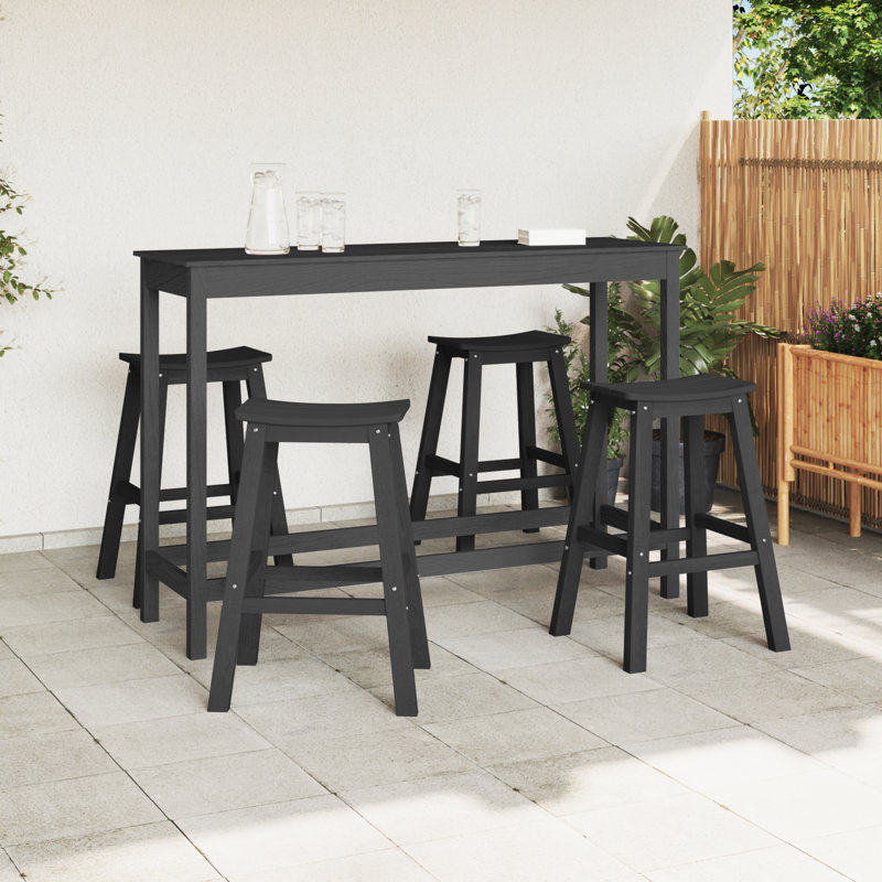 vidaXL Garden Bar Set 4 pcs Black HDPE