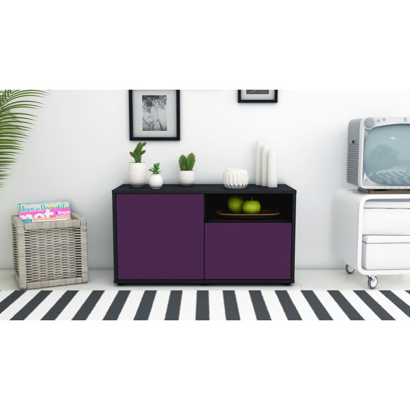 Xzavier 92 cm W Chest of Drawers, Purple / Matte Anthracite