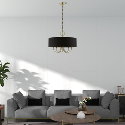 Lustre suspendu 5 lumières en laiton antique