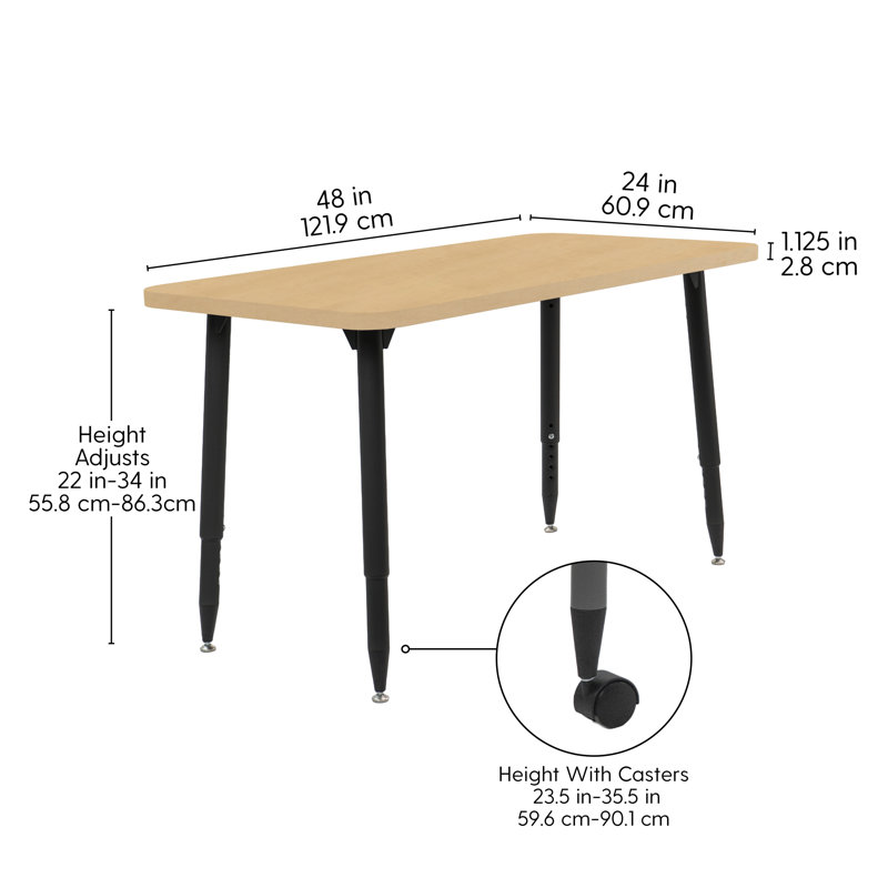 Table d'activité Adapte 24 x 36, 24 po x 48 po, Grain d'érable / noir