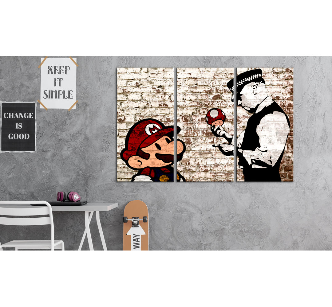 3-tlg. Leinwandbilder-Set Mario Bros: Torn Wall