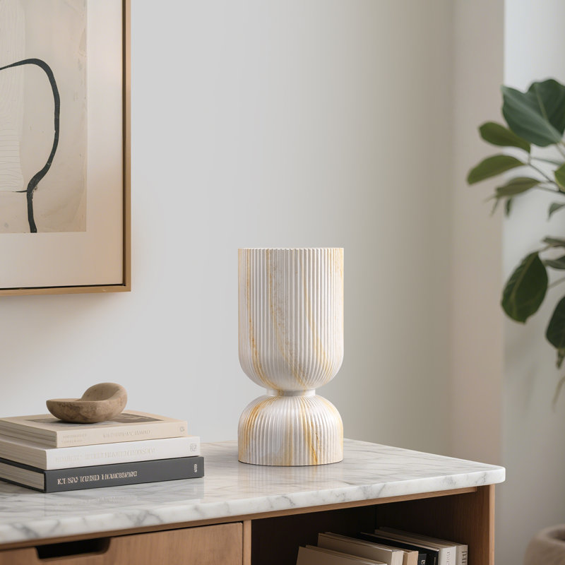9.5" Marble Glass Vase Table Lamp With LED Bulb, 3 Color Temperatures