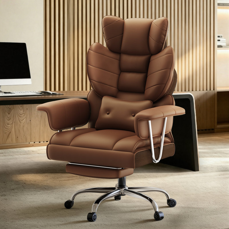 Inbox Zero Executive Chair, Faux Leather, Brown