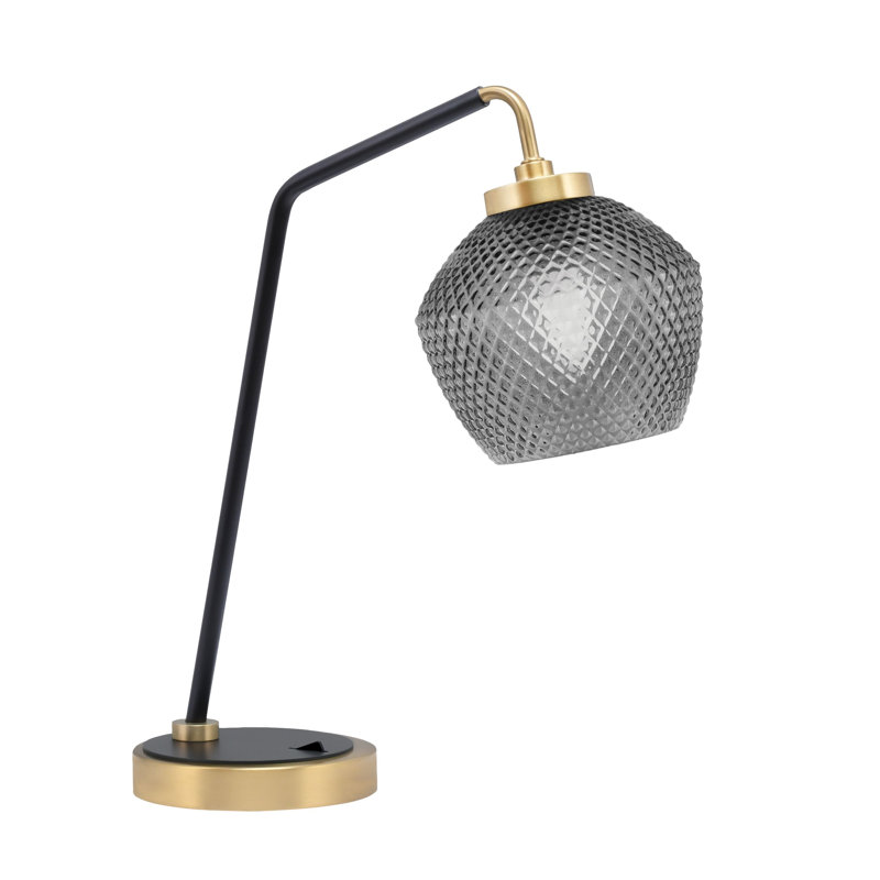 Lampe de bureau en acier inoxydable Gulafshan, Noir mat / laiton