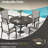 Outdoor Round Dining Table For 4 - 6 People, All Weather Steel With Adjustable Umbrella Hole, Black Modern Design Poolside And Backyard 6, Style Spaces-1241879273