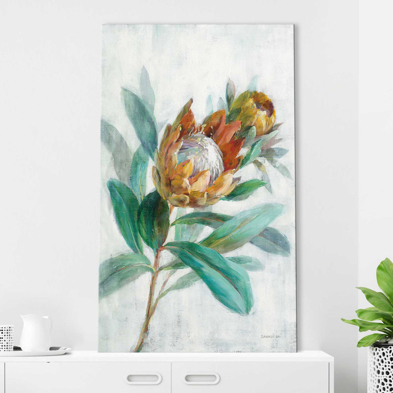 Tropical Protea - Peinture, Toile tendue, H 48 po x l 28 po x P 1,5 po