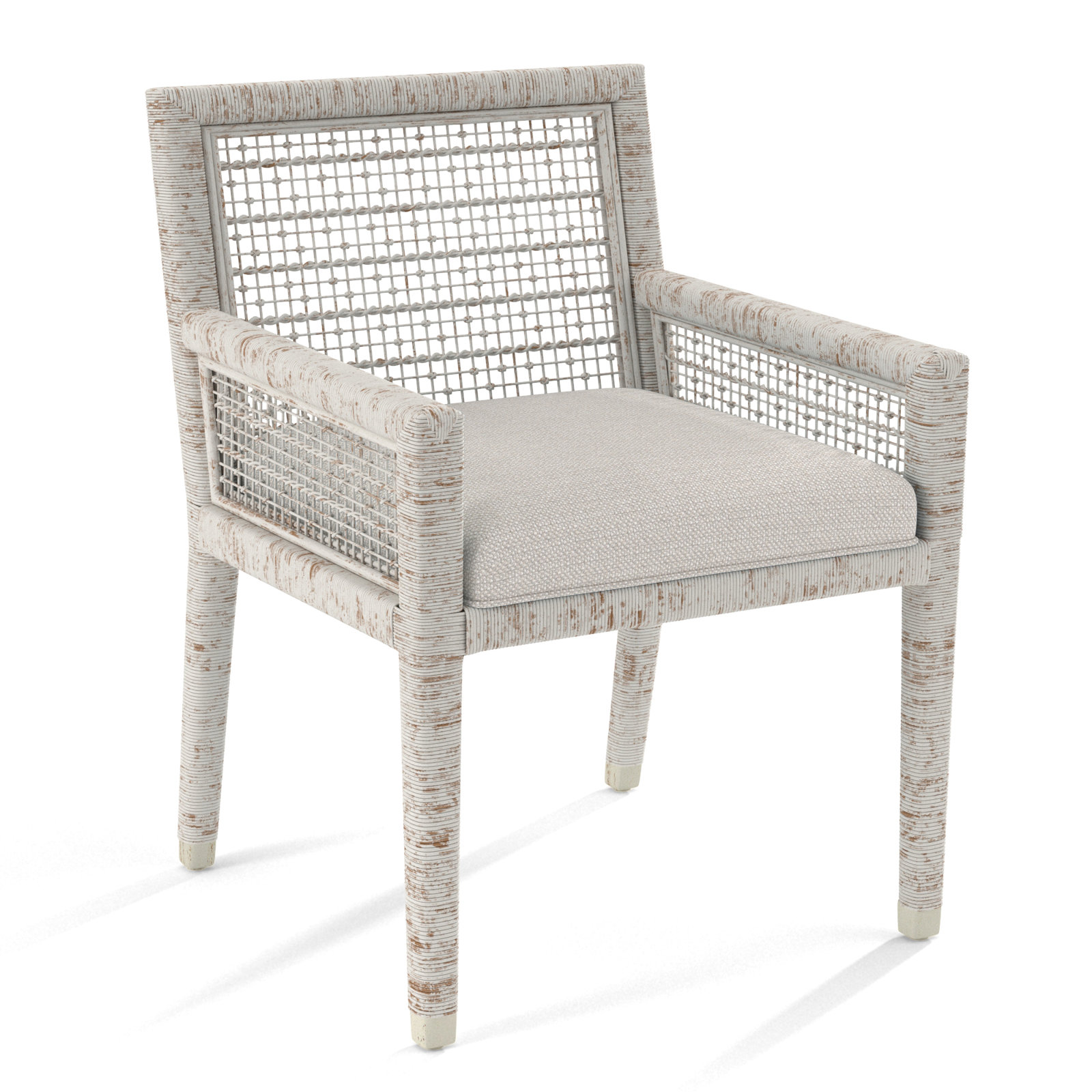Glinda Dining Armchair, White Textured Performance; 0865-91, Antique Frost White