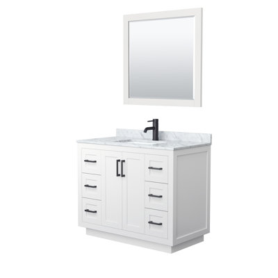 Ensemble de meuble-lavabo simple autoportant 42 po avec plateau en marbre Miranda