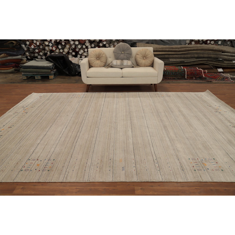Tapis neutre élégant Gabbeh 9 x 12 avec charme minimaliste