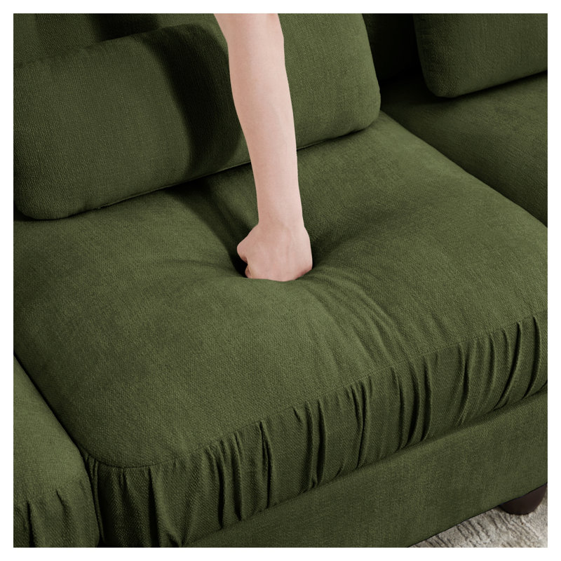 Canapé Melbourne en tissu chenille avec oreiller - vert