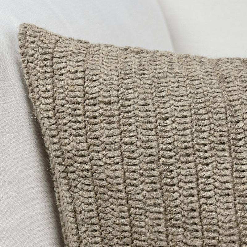 Nakeya Knitted 16"x36"  Throw Pillow, Ivory, Beige