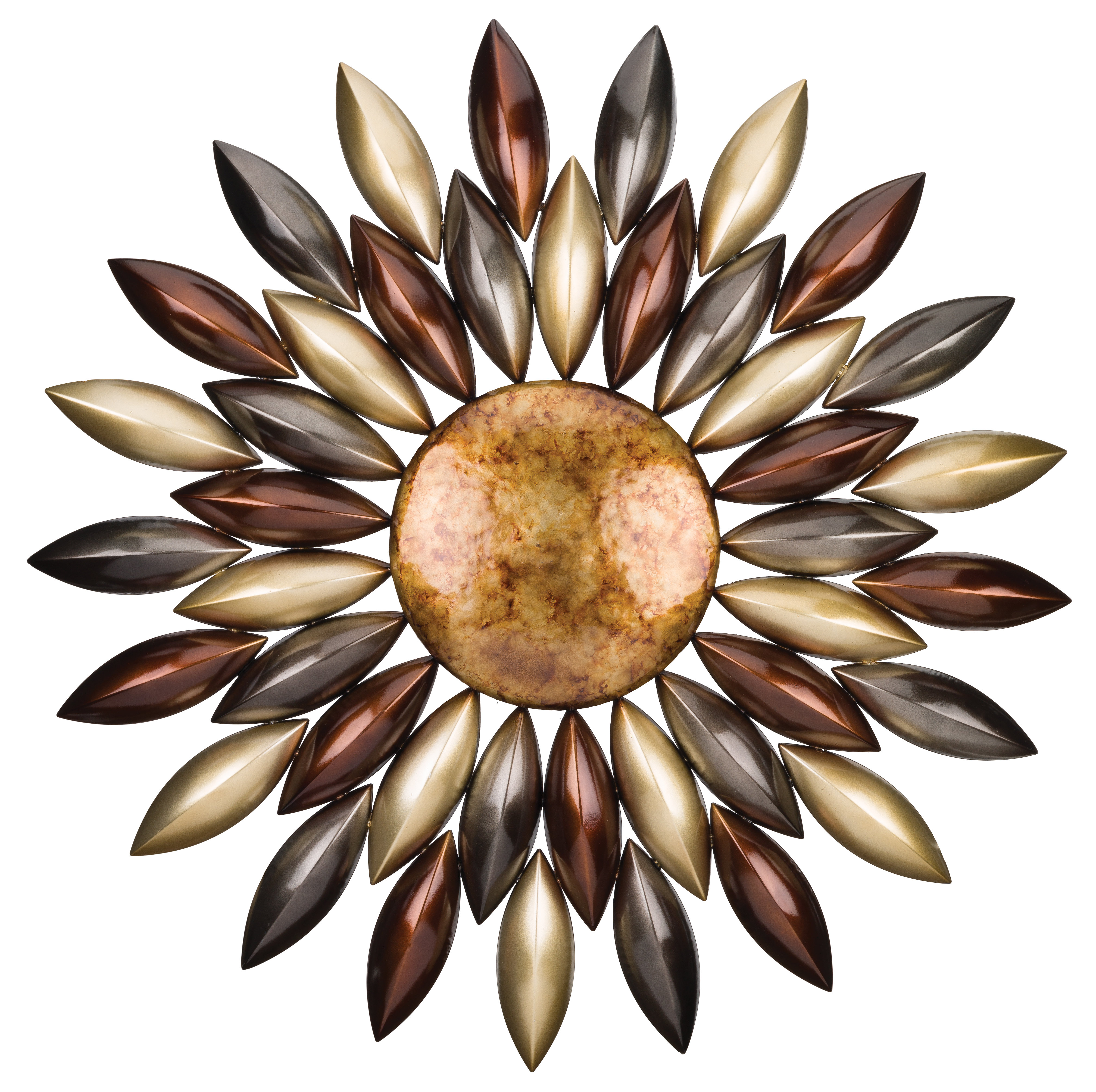 Bungalow Rose 34 Inch Sun Metal Outdoor Wall Decor with Multi Color ...