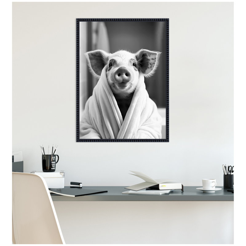 Impression sur toile, "cochon", noir et blanc par The Creative Bunch Studio, Noir