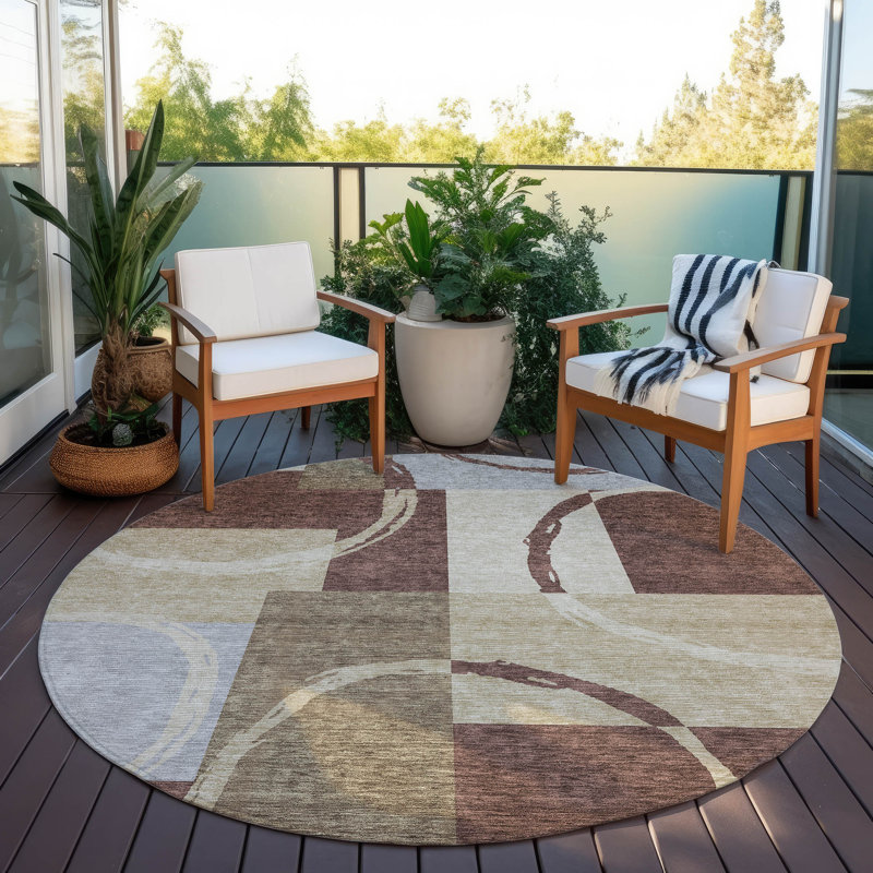 Aleh Area Rug with Non-Slip Backing, Round 8'