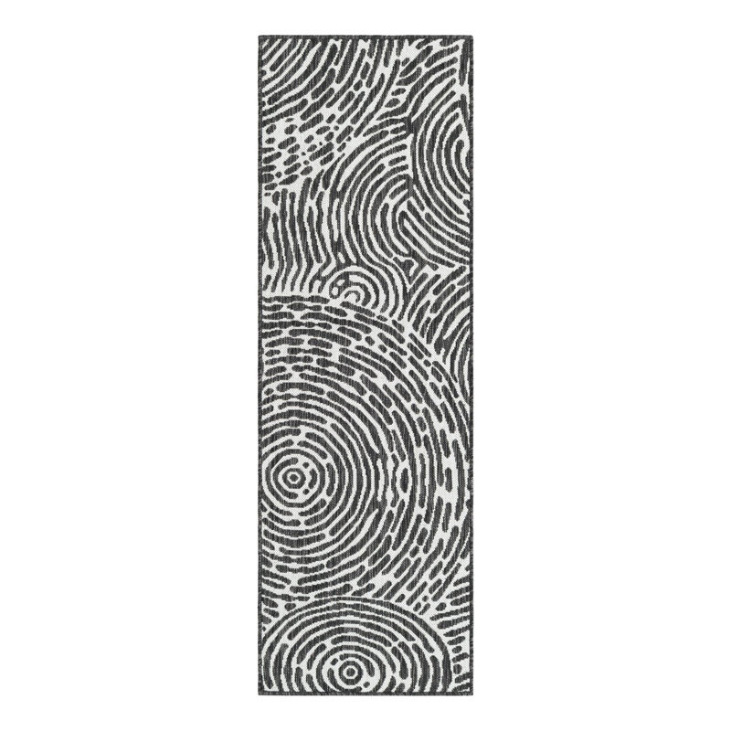 Tapis intérieur / extérieur en polypropylène géométrique tissé à la machine en noir / blanc