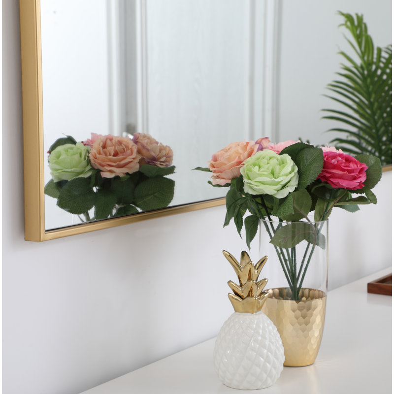 Sabine Metal Rectangle Wall Mirror, 60" x 24", Brass