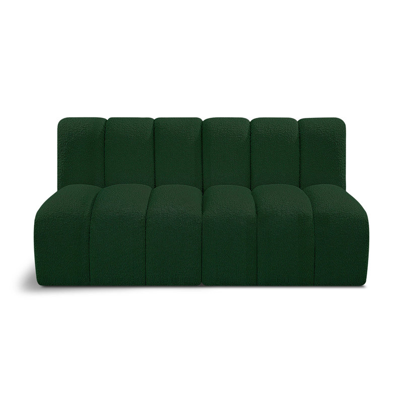 Hiral Upholstered Sectional Reversible, Green Boucle Fabric