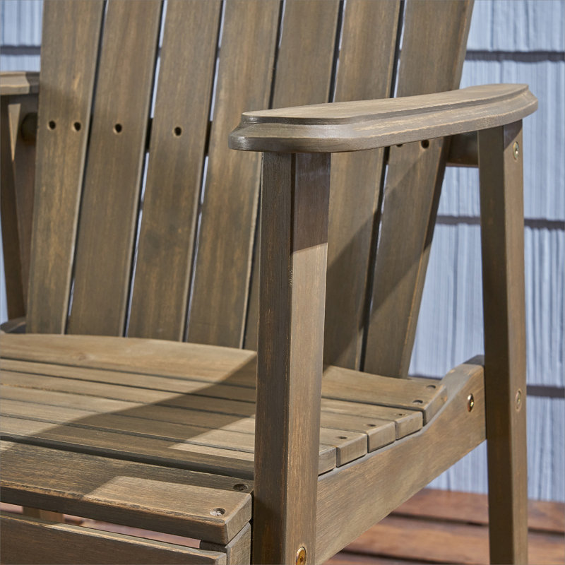 Chaises de salle à manger Adirondack en bois d'acacia (ensemble de 2), finition grise