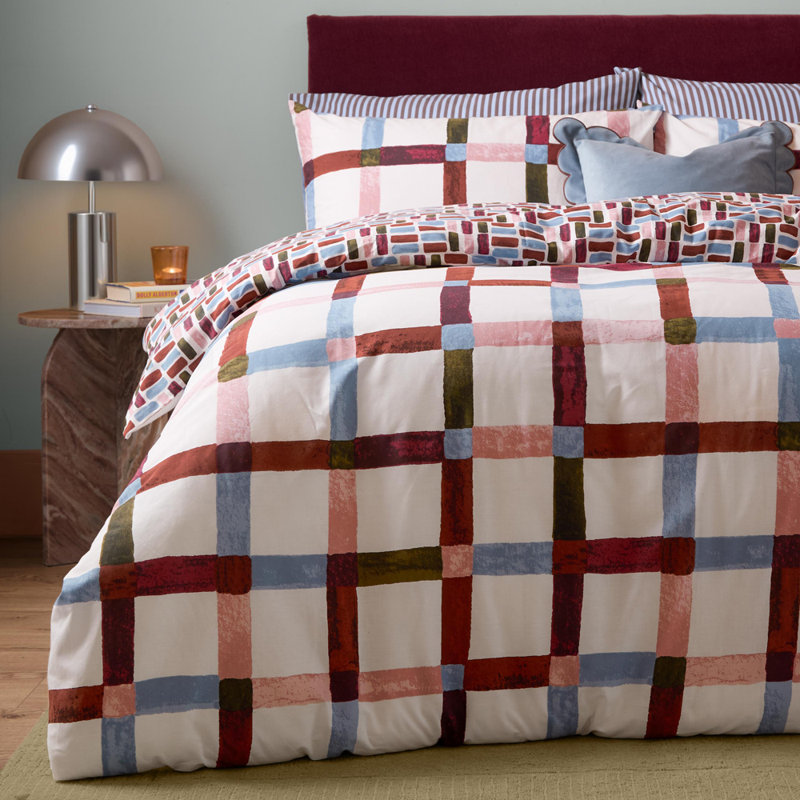 Selvan Cotton Blend Geometric Duvet Cover Set, Single Duvet Cover + 1 Standard Pillowcase