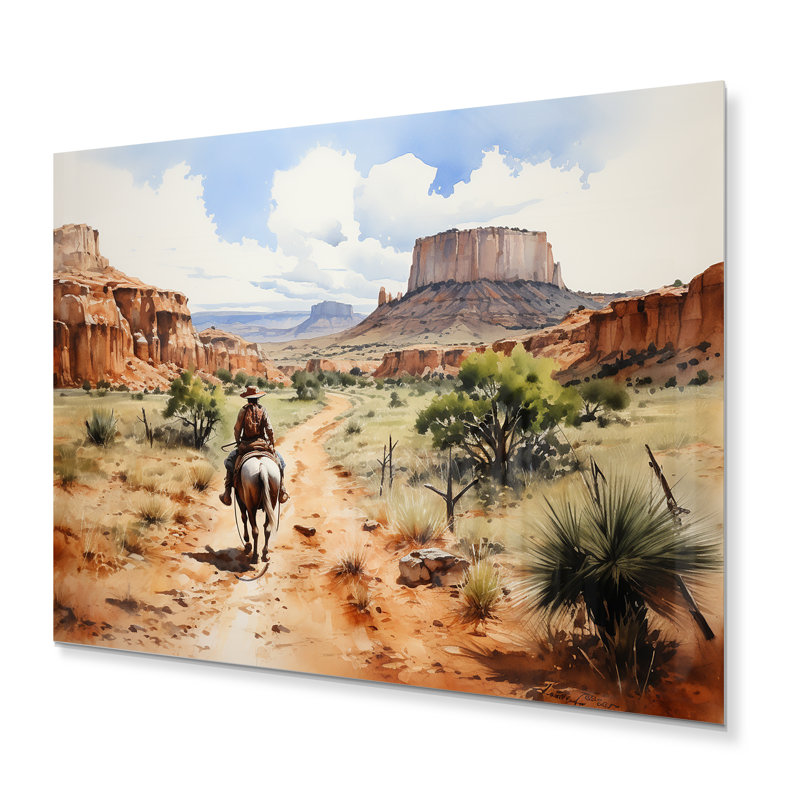 Cowboy Dusty Trails I - Cowboys, art mural en métal, H 12 po x l 20 po x P 1 po