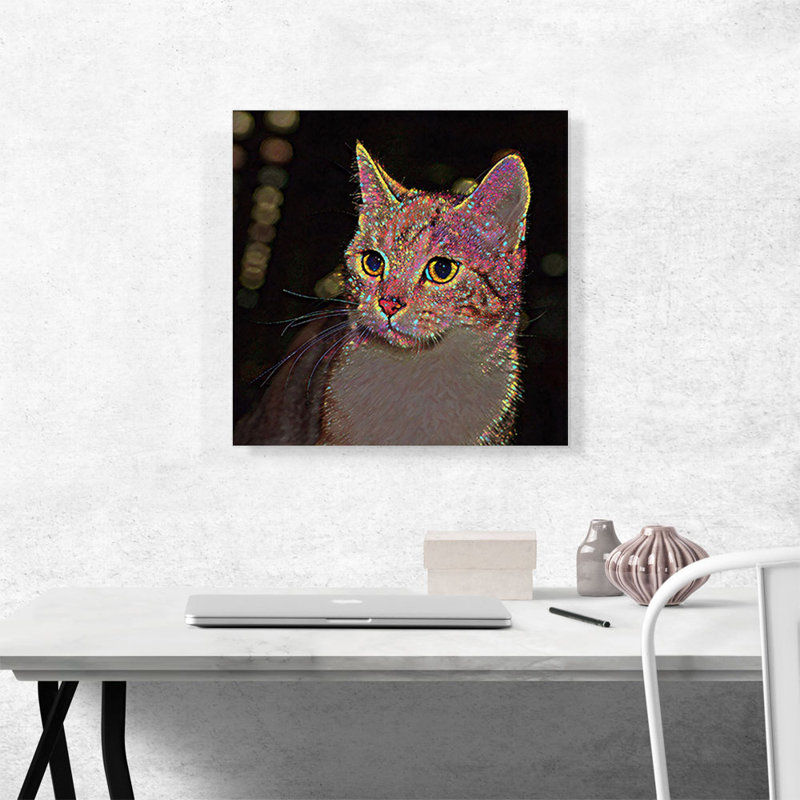«Munchkin Cat Breed Bright Dots», impression sur toile tendue, H 18 po x l 18 po x 1,5 po