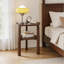 Table de bout ronde en bois d'hévéa massif, table d'appoint à 2 niveaux avec tablette de rangement, petite table d'appoint pour le salon, la chambre à coucher