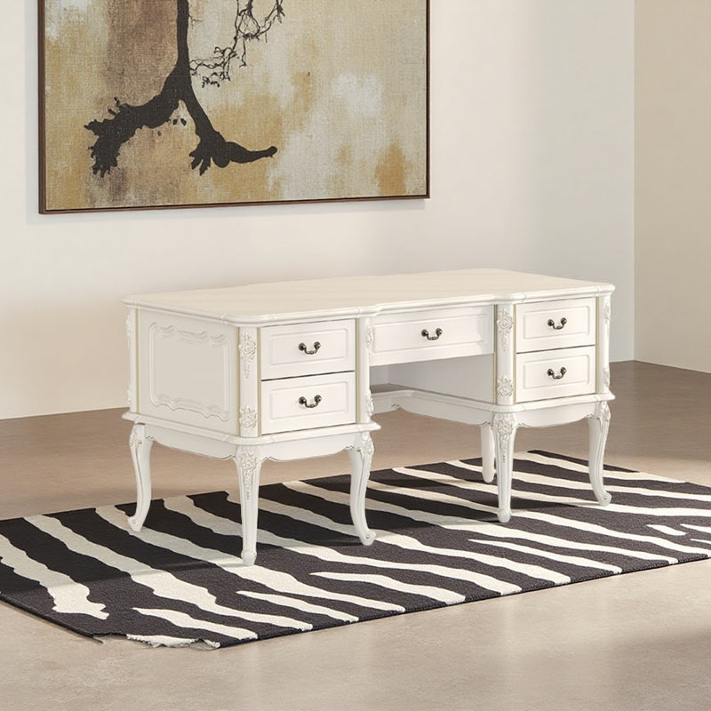 Bureau en bois massif de style européen, H 29,92 po x l 62,99 po x P 29,92 po