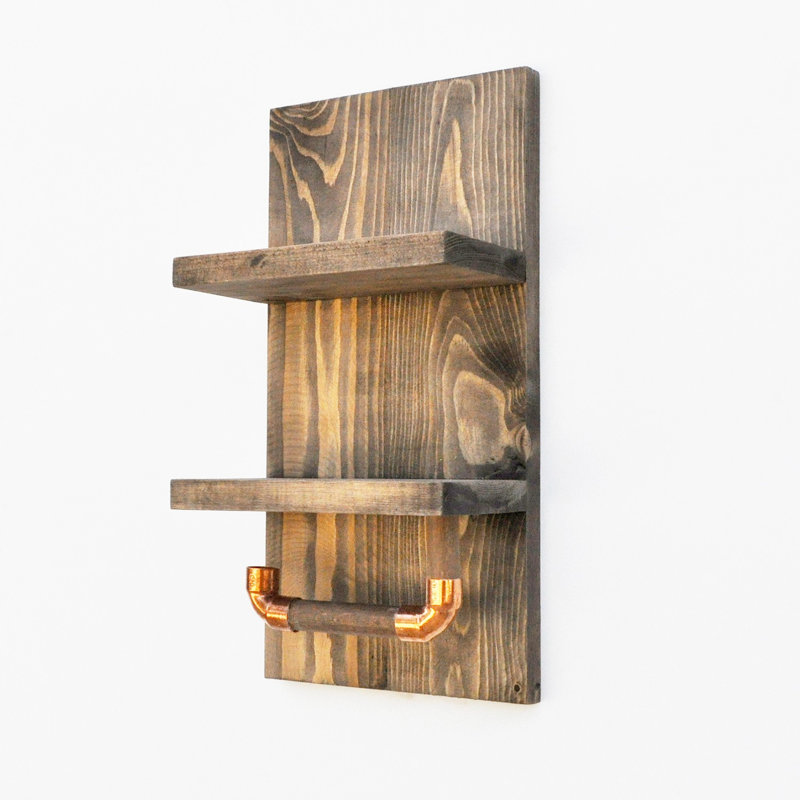 Tablette décorative en bois d'épinette 2 pièces avec barre à serviettes Lenworth