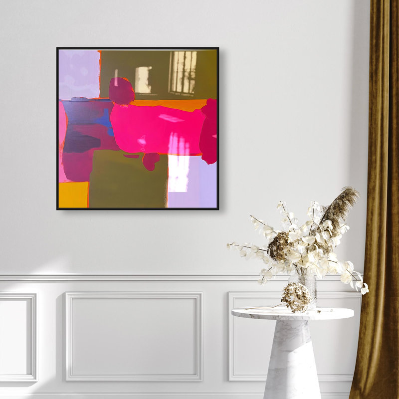 Oliver Gal California Echo I Abstract - Hand-Applied Glass Coat Framed Canvas Art, Black, 30" H x 30" W