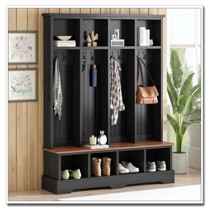 Hall Tree with 8 Hooks, Black