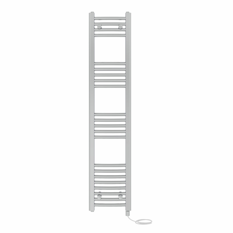 Cioffred Curved Towel Rail Heated Towel Rails, 140cm H x 30cm W x 3.4cm D, Chrome