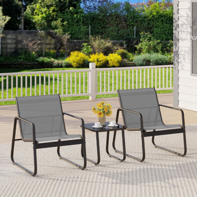 2 Person Outdoor Seating Set with Weather Resistant Frame and Duurable Mesh Fabric 3 Piece Set