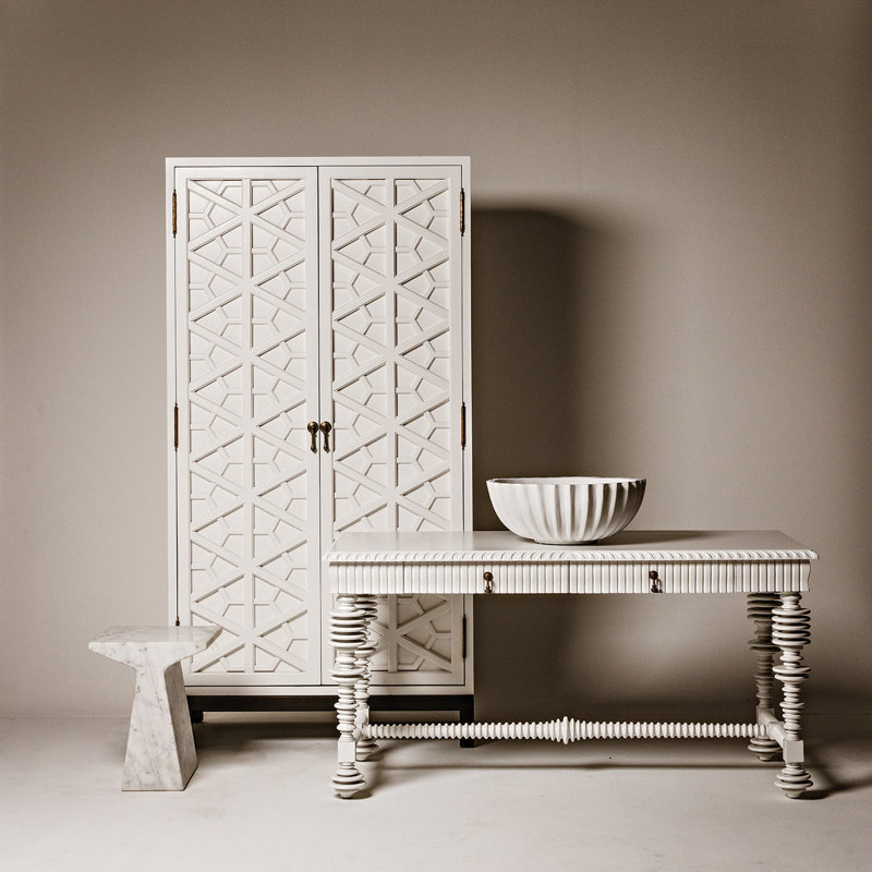 Portuguese Solid Wood Writing Desk, Solid White