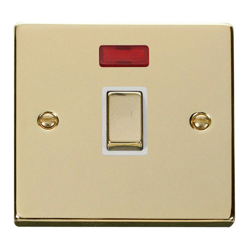 Polished Brass 1 Gang 20A Ingot DP Switch With Neon