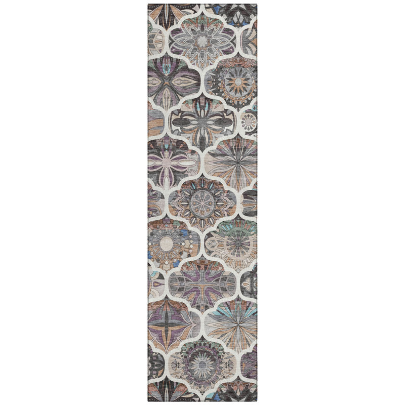 Machine Washable Indoor/Outdoor Millner ACN2257 Panels Rug, Runner 2'3" x 7'6"