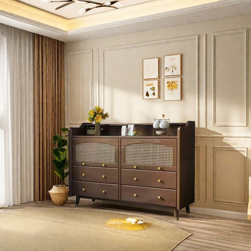 Simple Retro Nordic Style Accent Cabinet, Dark Brown