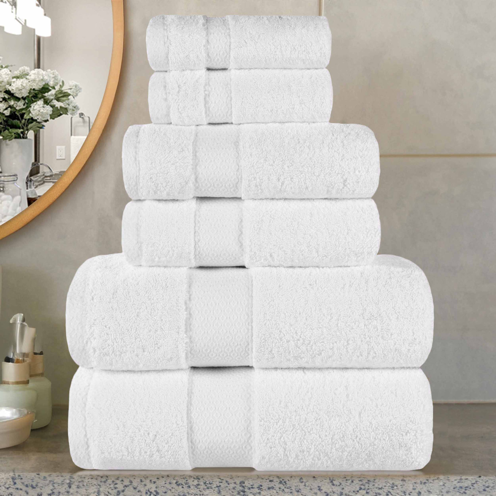Niles 6-Piece Giza Cotton Towel Set, White