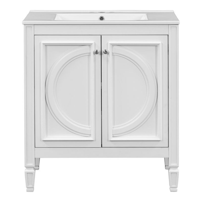 Meuble-lavabo 30 po avec lavabo rétro, Blanc