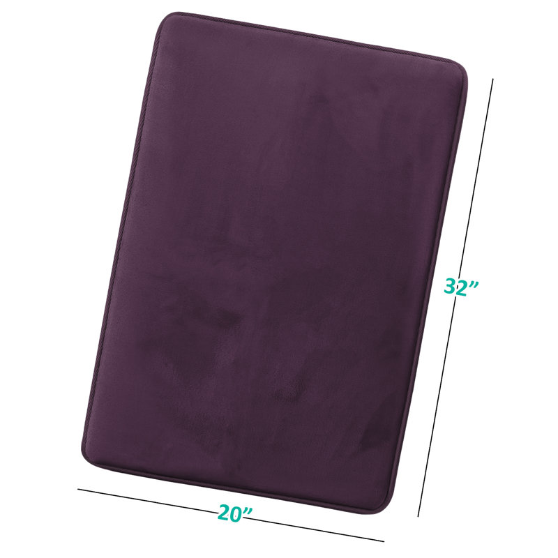 Ultra Soft and Absorbent Memory Foam Bath Rug Set with Non-Slip Backing, Large: 32" L x 20" W, Eggplant/Purple