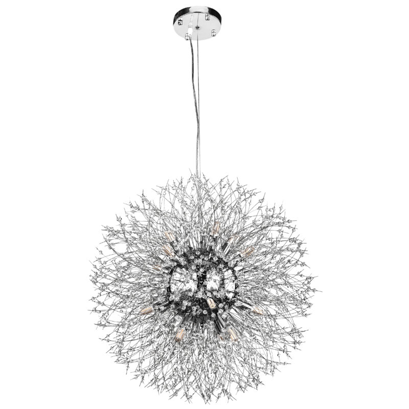 Perrion 16 - Light Dimmable Globe Chandelier, Chrome, 60" H x 24" W x 24" D
