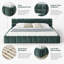 Lit plateforme moderne capitonné en tissu chenille, tête de lit capitonnée, cadre bas et stable, sommier non requis-1308456663