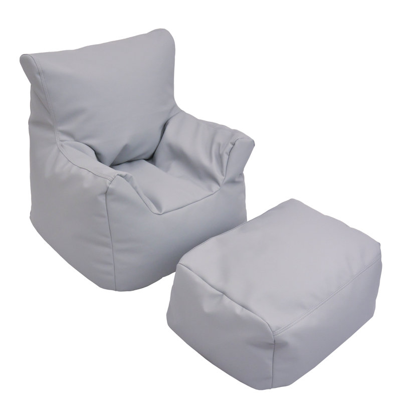 Fauteuil confortable et repose-pieds, Polyuréthane gris