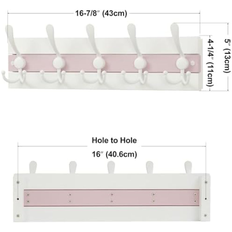 Portemanteaux mural Coastal, Blanc, rose