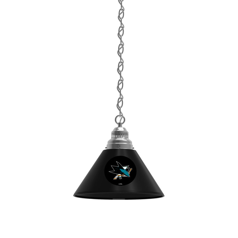 Luminaire suspendu conique 1 lumière NHL, Chrome, San Jose Sharks