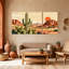 «Landscape & Nature Desert Landscape Cactus Sunset Reflections Mountains Sky Birds», ensemble de 3 impressions sur toile-1659249469