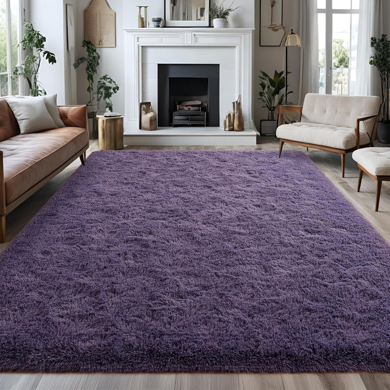 Tapis à poil long Shahen, Rectangulaire 3 pi x 5 pi, Mauve