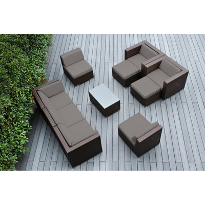 Kiara Wicker 7 - Person Seating Group with Cushions - No Assembly