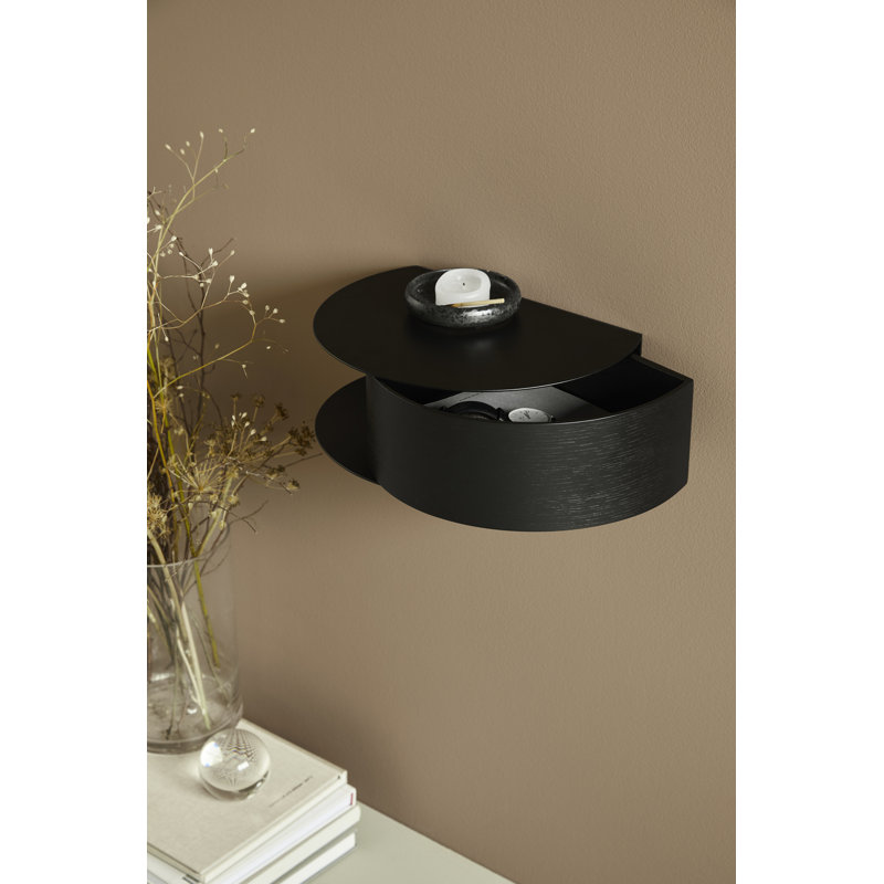 Wallie Wall Drawer, Black/Walnut
