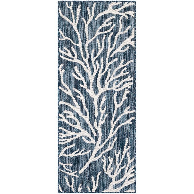 Tapis bleu contemporain Azilynn, Tapis de couloir 2 pi x 5 pi 3 po