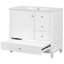 Meuble-lavabo de 36 po avec lavabo en céramique, panneau de fibres à densité moyenne et base en bois massif, 3 tiroirs et armoire avec tablettes, finition peinte en blanc, meuble-lavabo autoportant avec trous de robinet de 4 pouces-121294448